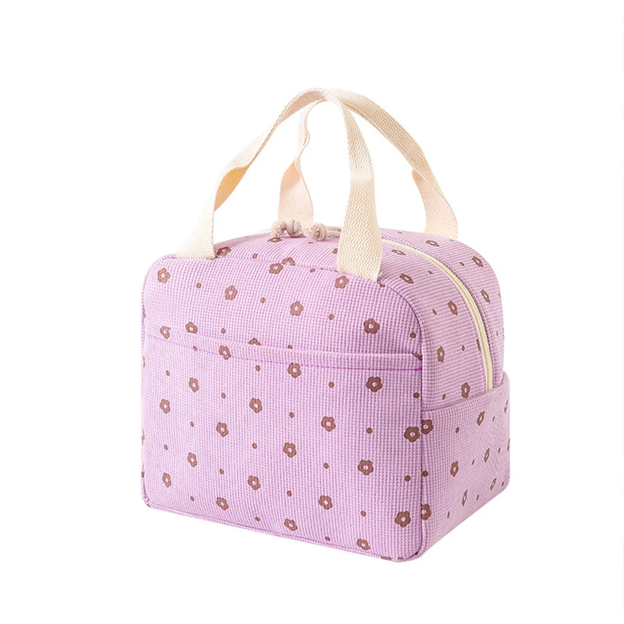 Floral Insulated Lunch Bag Waterproof Portable Office Cooler Bag