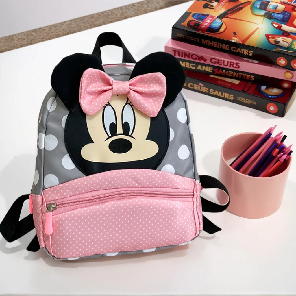 Disney Minnie Kids School Backpack Kawaii Pink Cartoon Schoolbag