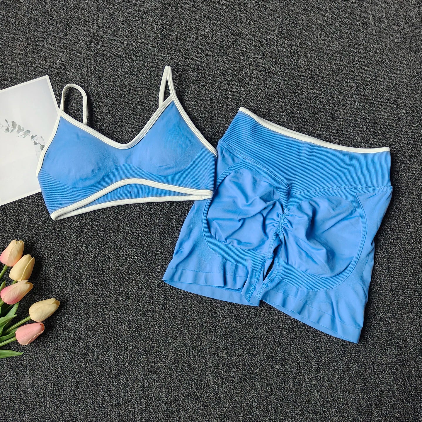 Peach Buttock Yoga Set Women Gym Seamless Suspender Bra High Waist Hip Lifting Shorts Fitness Set