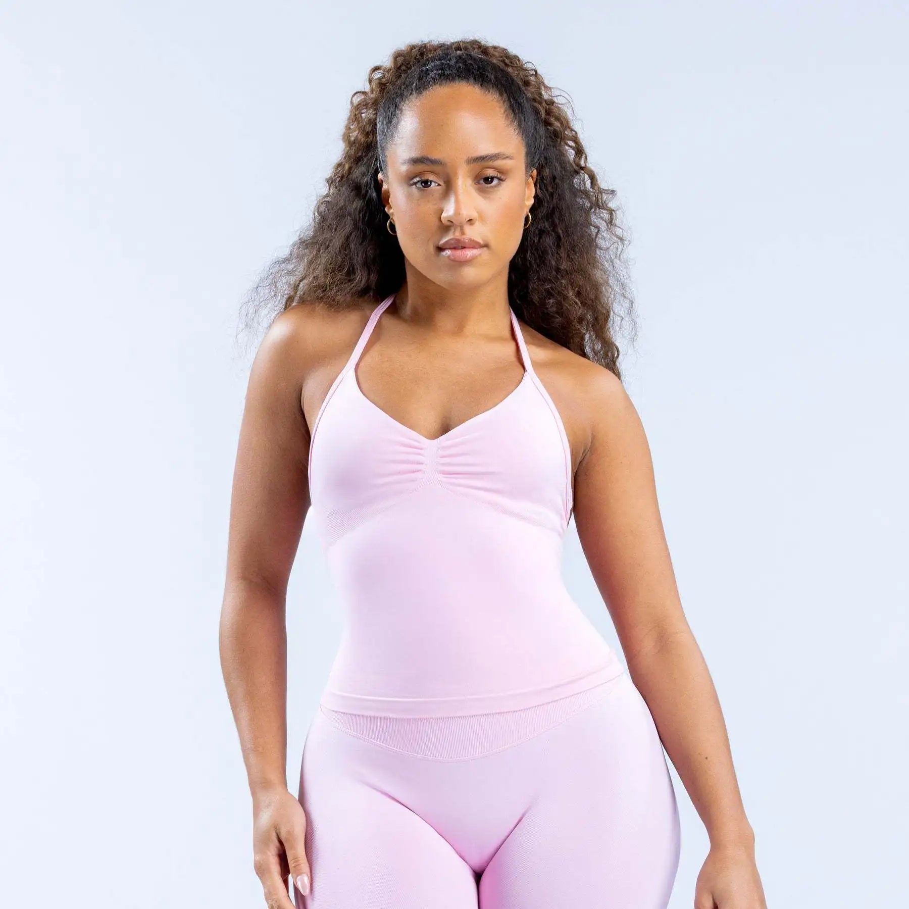 Longline Halter Yoga Tank Top Women Padded Strappy Gym Workout Sportswear