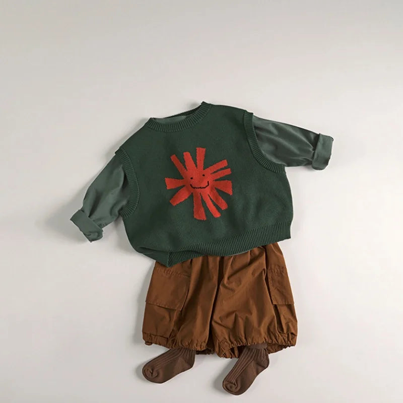 Kids Cartoon Knitted Vest Sleeveless Sweater Soft Loose Autumn Top 2026