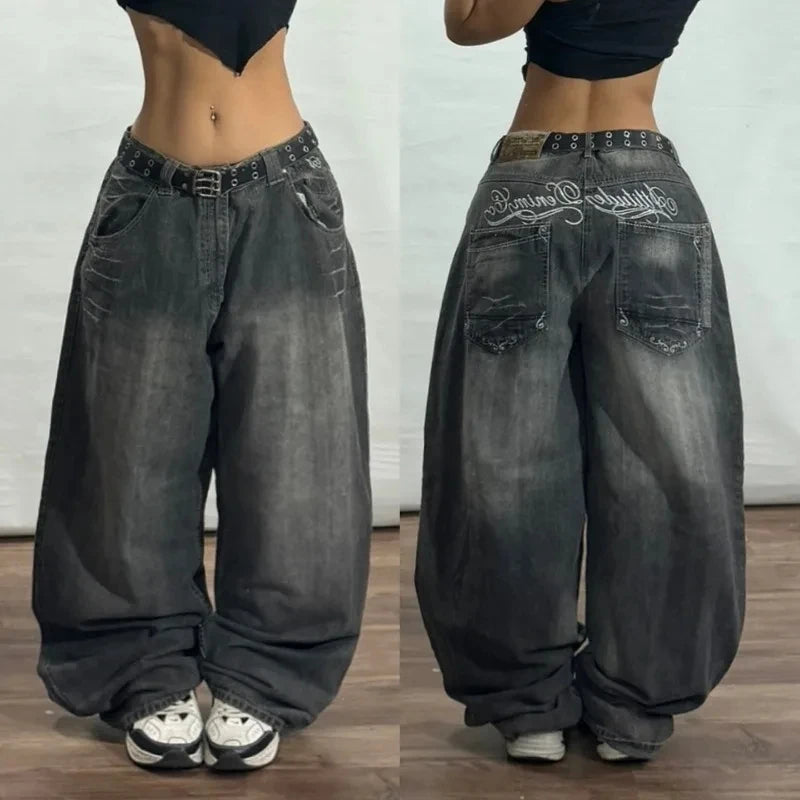 Women Oversized Baggy Jeans Y2K High Waist Wide Leg Vintage Streetwear Pants