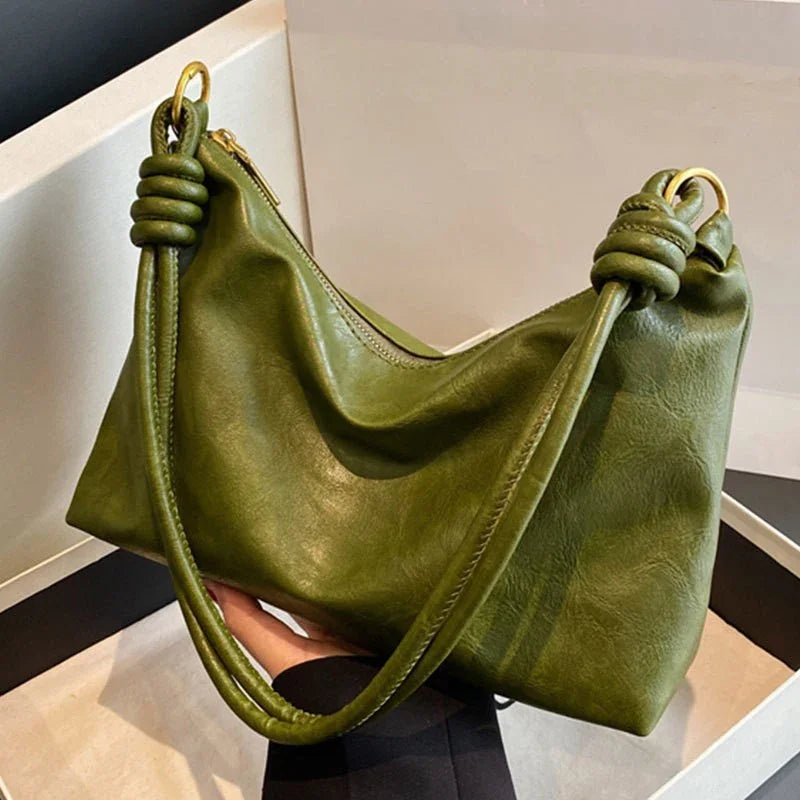 Women Soft Leather Shoulder Bag Geometric Crossbody High End Fashion Handbag