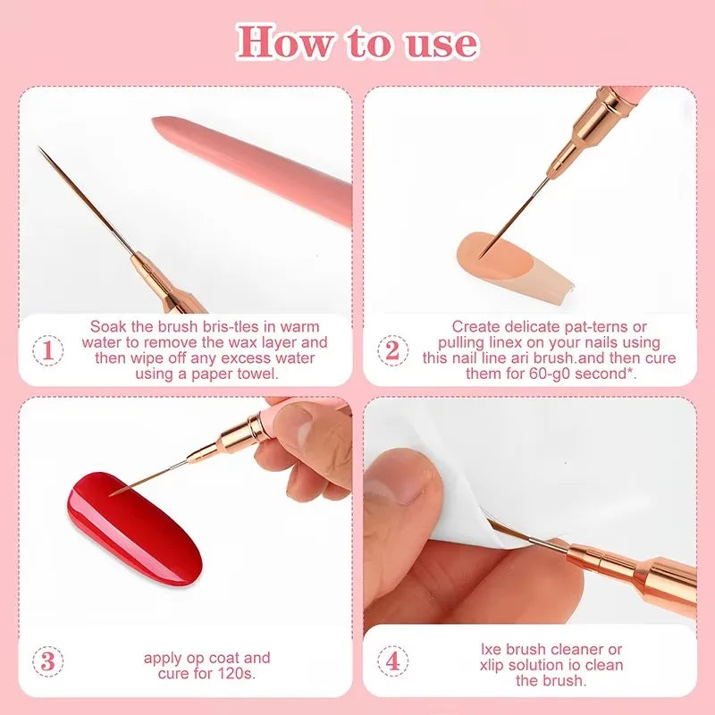 5pcs Nail Art Liner Brush Set – Ultra Fine Detail Brushes for UV Gel & Nail Design