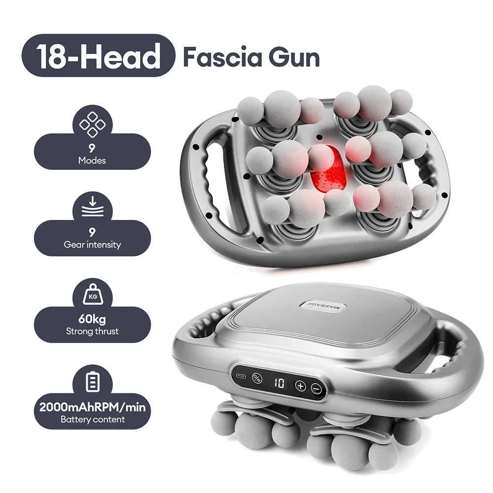 42 Heads Massage Gun Deep Tissue Muscle Massager High Frequency Body Fascia Gun for Back Neck Shoulder