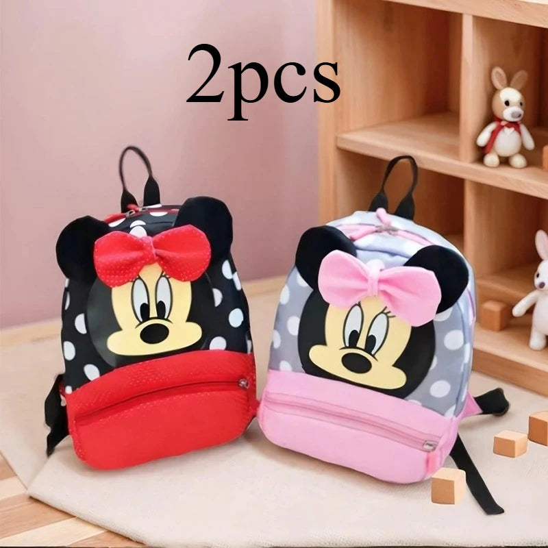 Disney Minnie Kids School Backpack Kawaii Pink Cartoon Schoolbag