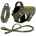 Large Dog Harness Collar Leash Set with Molle Pouches for Training Walking