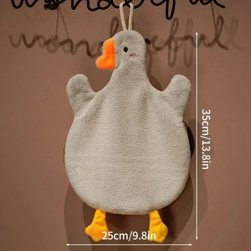 Cute Duck Hanging Hand Towel Microfiber Soft Absorbent Kitchen Bathroom Towel