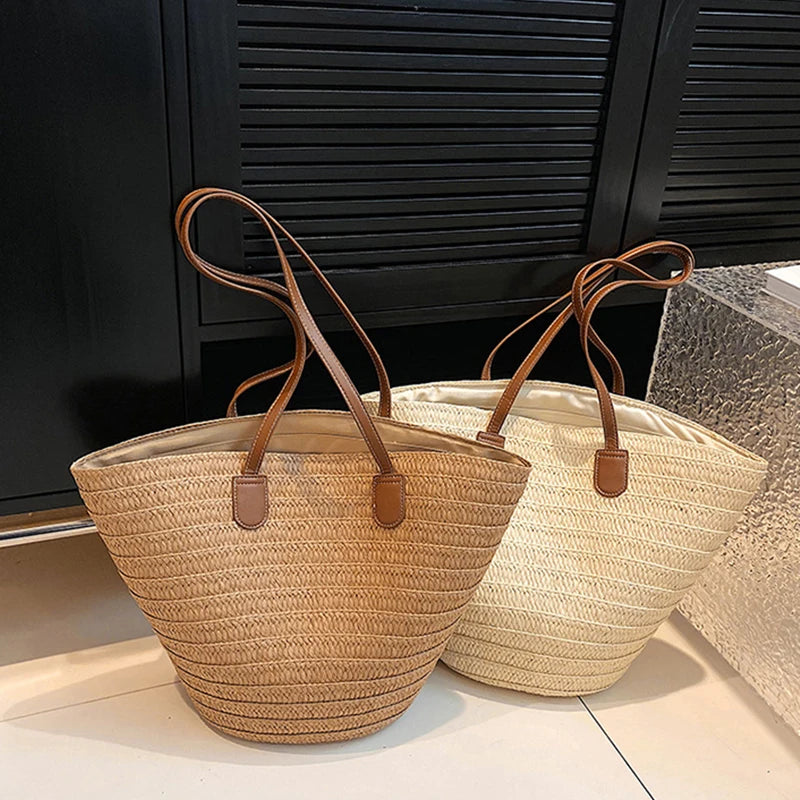Women Straw Tote Bag Large Capacity Beach Shoulder Handbag Bali Shopper