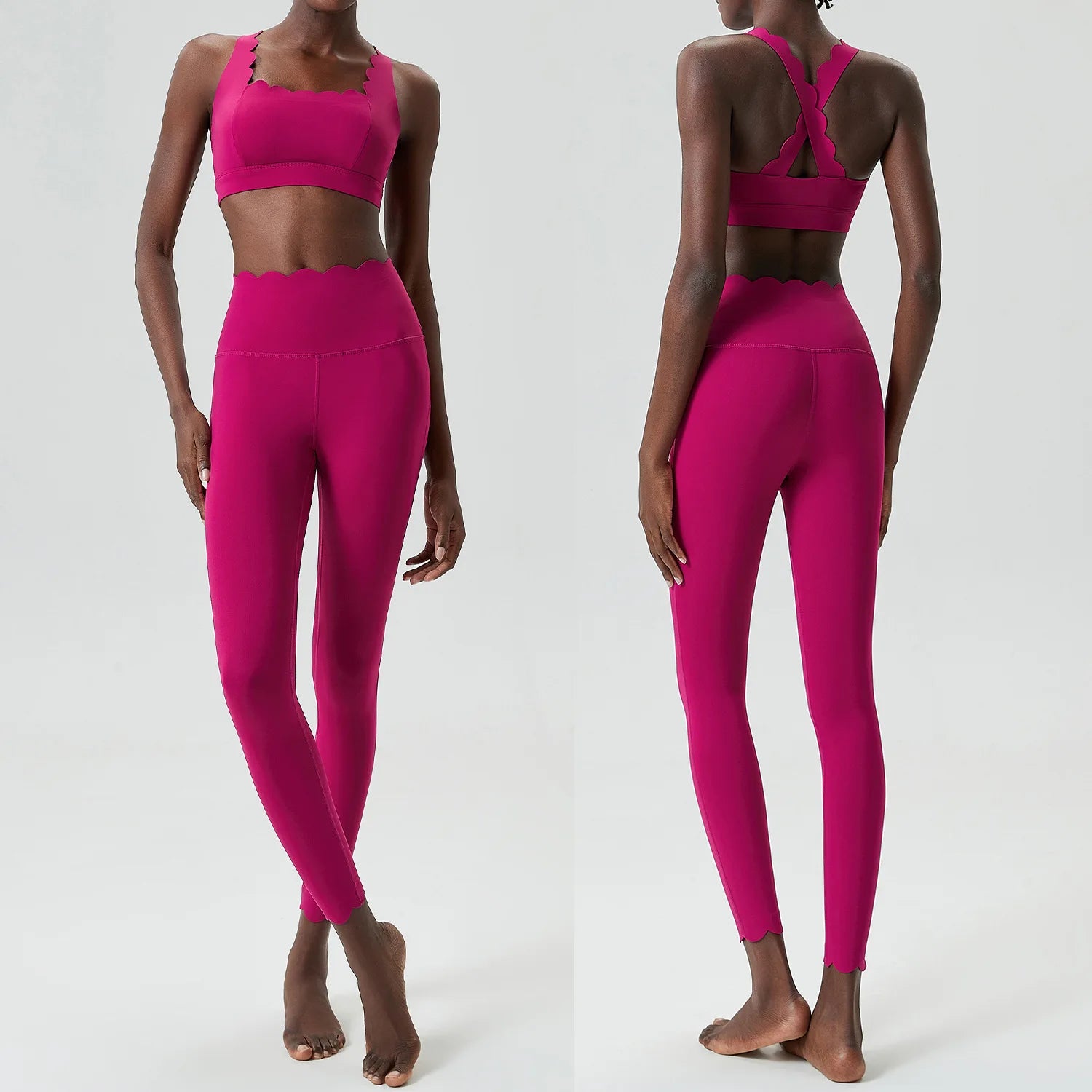 Women Seamless Yoga Set 2 Piece Gym Outfit High Waist Leggings Sports Bra Fitness Workout Set