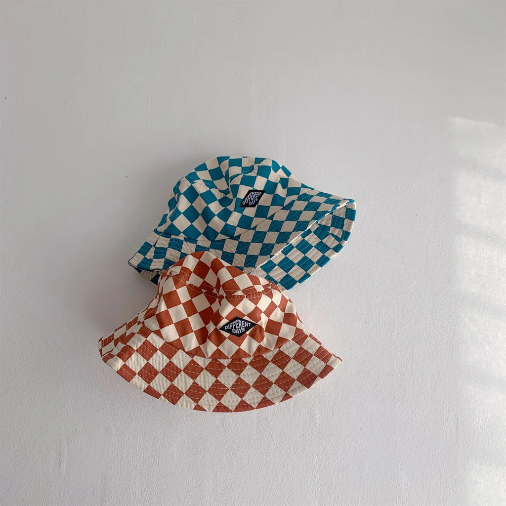 Kids Checkerboard Bucket Hat Cute Plaid Sun Hat for Boys & Girls