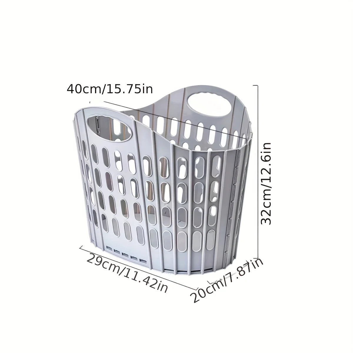 Foldable Laundry Basket Plastic Rectangular with Handle Breathable Lightweight Storage