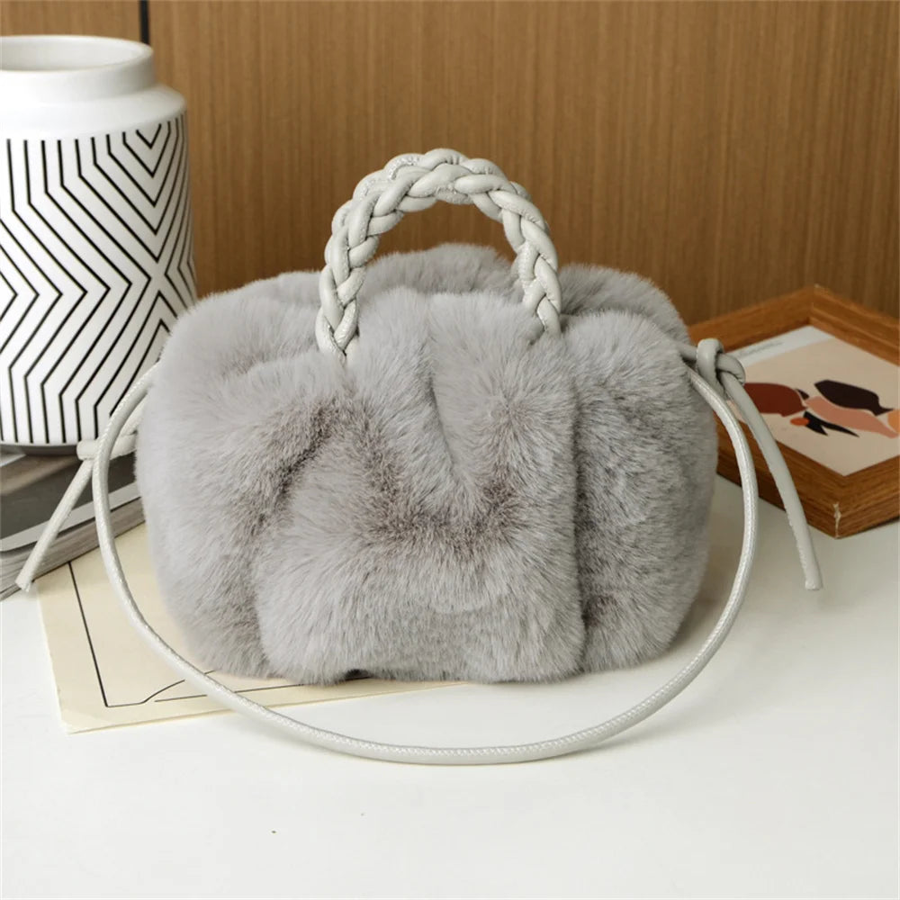 Women Pumpkin Plush Crossbody Shoulder Bag