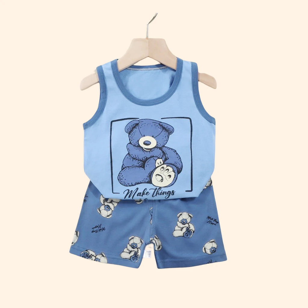 Kids Summer Sleeveless T Shirt and Shorts Set 2pcs