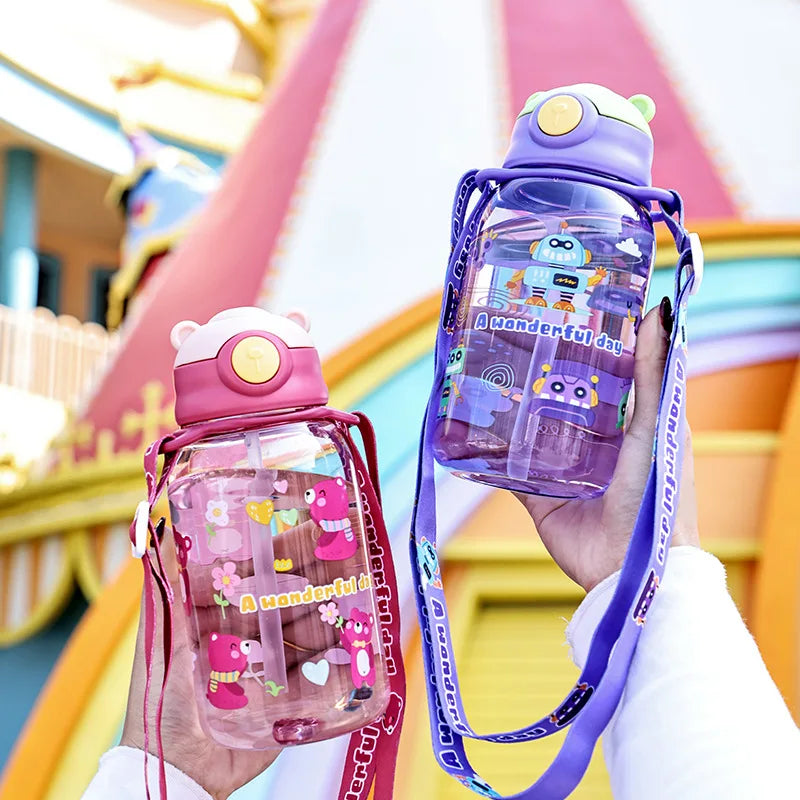 Kids Water Bottle with Straw and Handle