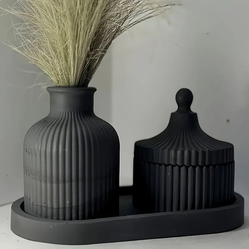 4pcs Silicone Resin Molds Oval Vase Jar Cement Casting DIY Craft Mold Set