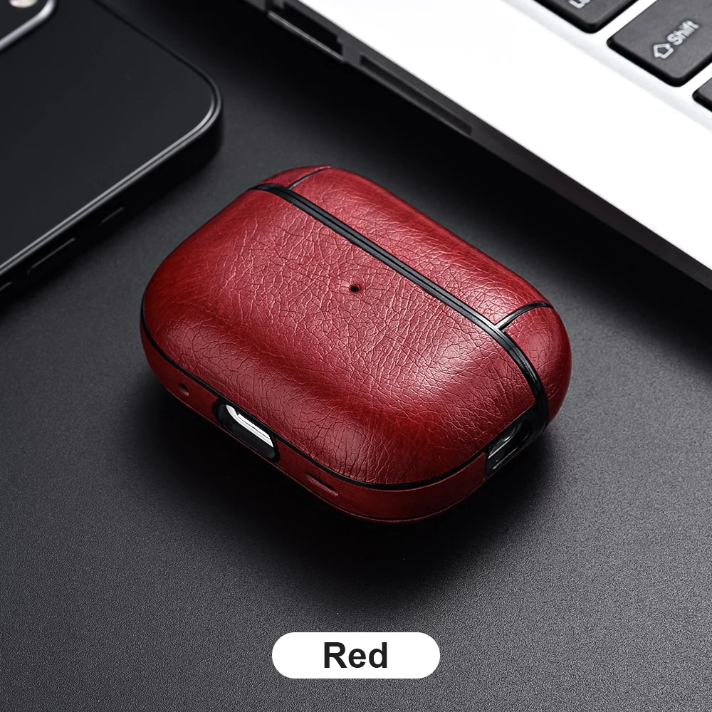 AirPods Pro 2 Leather Case Luxury Protective Cover for AirPods 3/4 Shockproof Sleeve