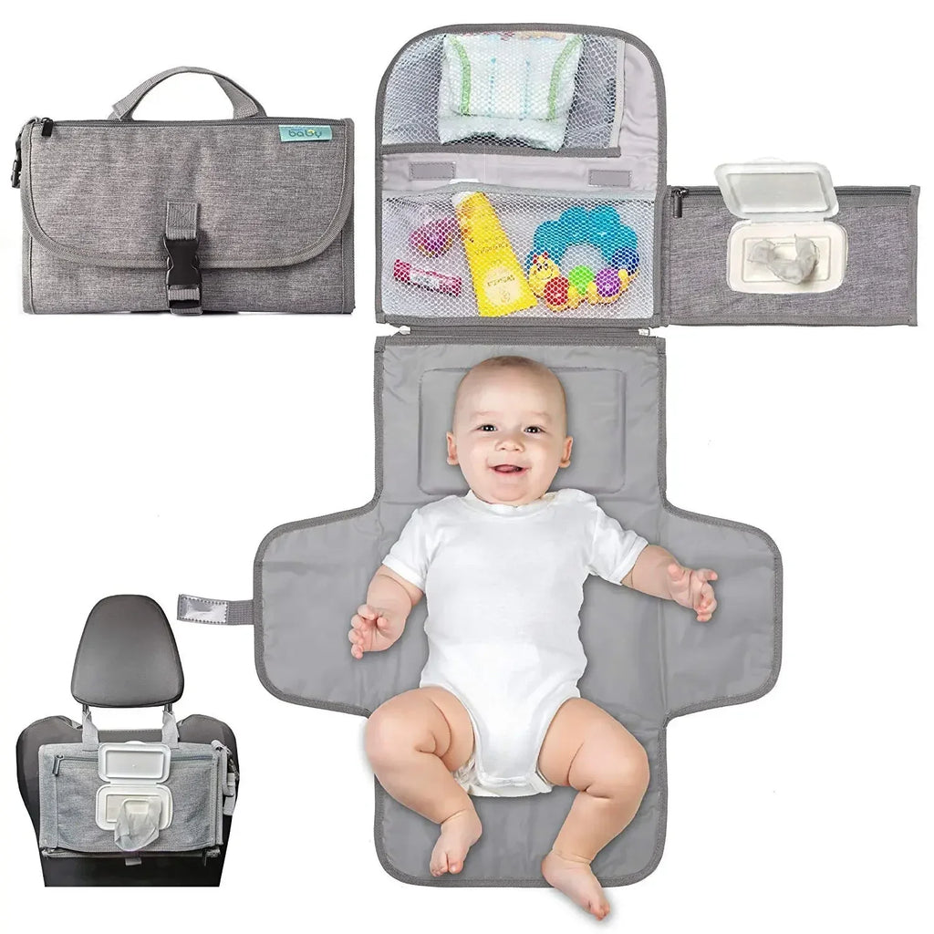 Portable Baby Diaper Changing Pad Waterproof Travel Mat with Pockets