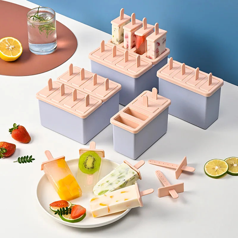 Popsicle Mold Ice Cream Maker Food Grade Frozen Ice Tray with Lid Homemade Ice Cream Mold