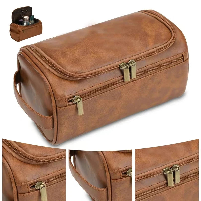 Leather Hanging Toiletry Bag Travel Dopp Kit Cosmetic Organizer