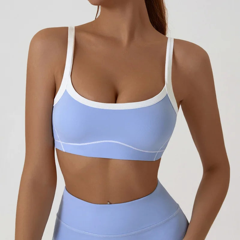 Women Sports Bra Shockproof Push Up Yoga Gym Bra Breathable Fitness Workout Top