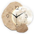Silent Wooden Wall Clock Moon Design Quartz for Bedroom Living Room Office Decor