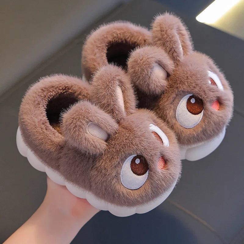 Kids Rabbit Plush Slippers Warm Anti Slip Winter Shoes