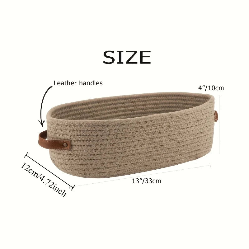 Oval Woven Storage Basket Bathroom Desktop Organizer