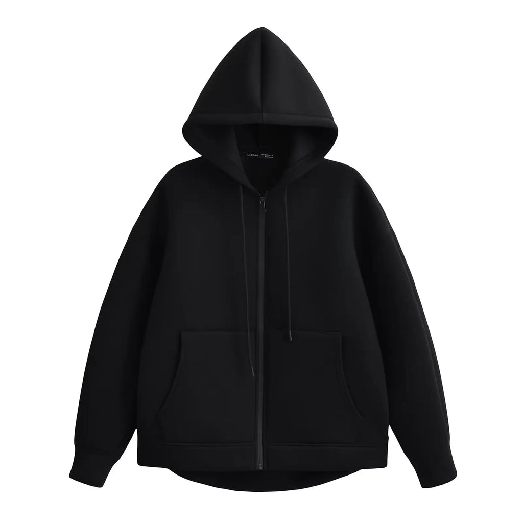 Women Oversize Zip Up Hoodie Jacket High Street Loose Sweatshirt Coat