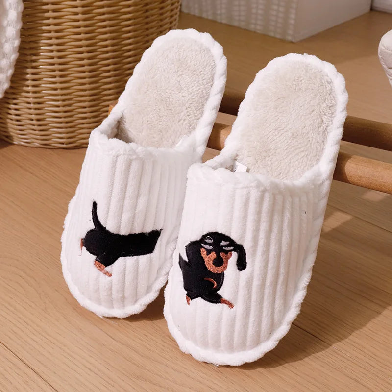 Cartoon Dog Indoor Slippers Warm Home Cotton Shoes
