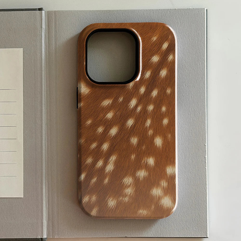 Brown Red Polka Dots Double Layer iPhone Case