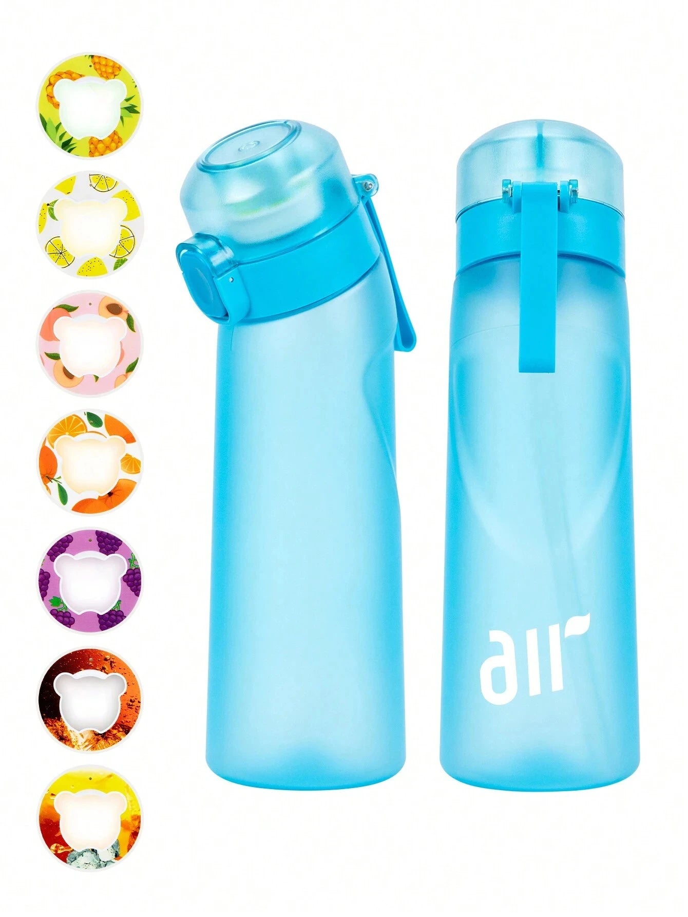 Air Water Bottle with Random Flavor Pods - Leakproof Portable Sports Bottle with Straw