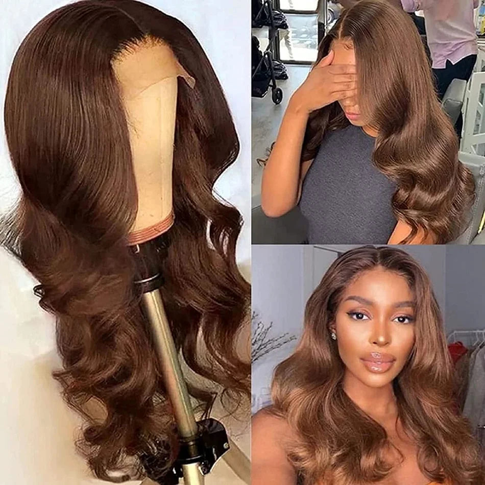 Chocolate Brown Wig – Body Wave HD Lace Front Human Hair Wig