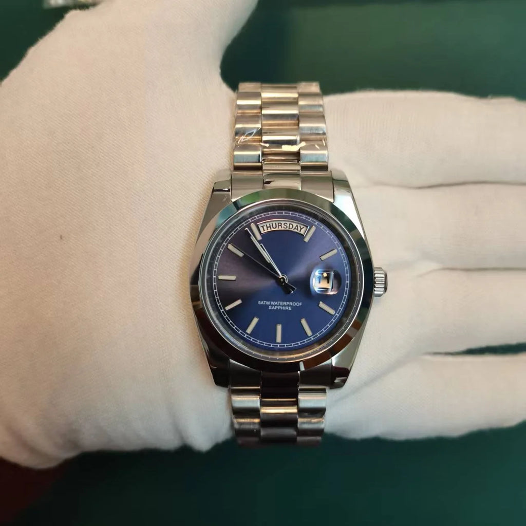 36MM Sapphire Quartz Watch for Men 50M Waterproof Steel Wristwatch