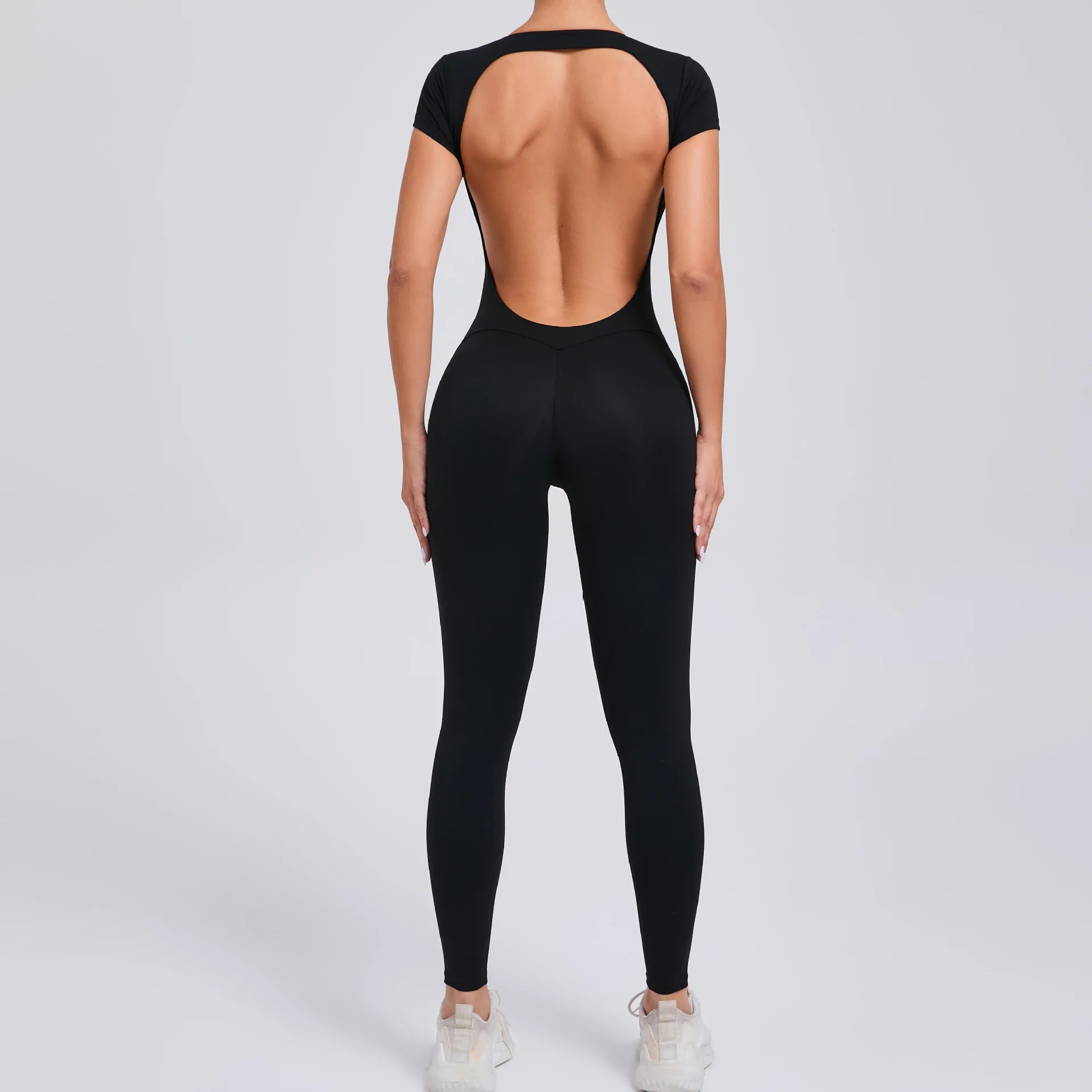 Women Open Back Yoga Jumpsuit One Piece Gym Bodysuit Hip Lift Quick Dry Fitness Outfit