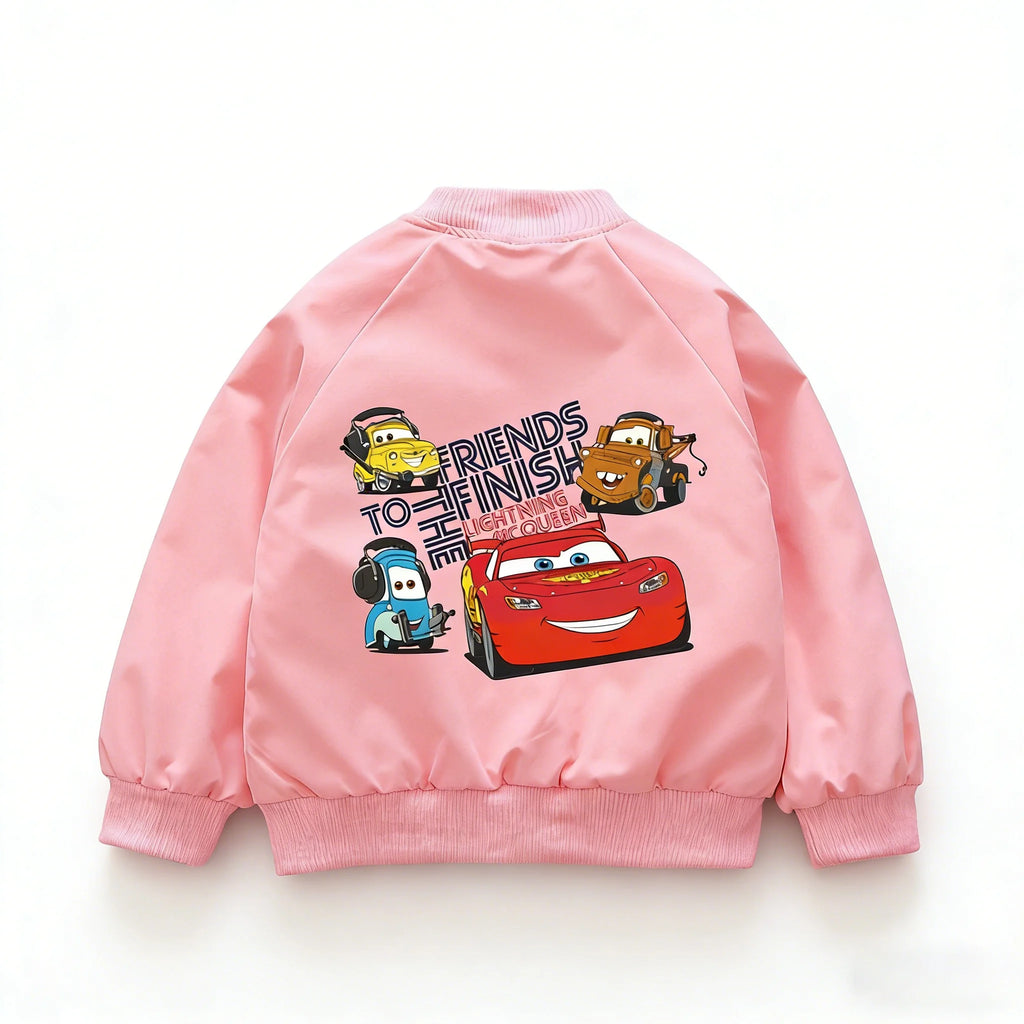 Kids Cartoon Race Car Zipper Jacket Spring Autumn Windbreaker Coat