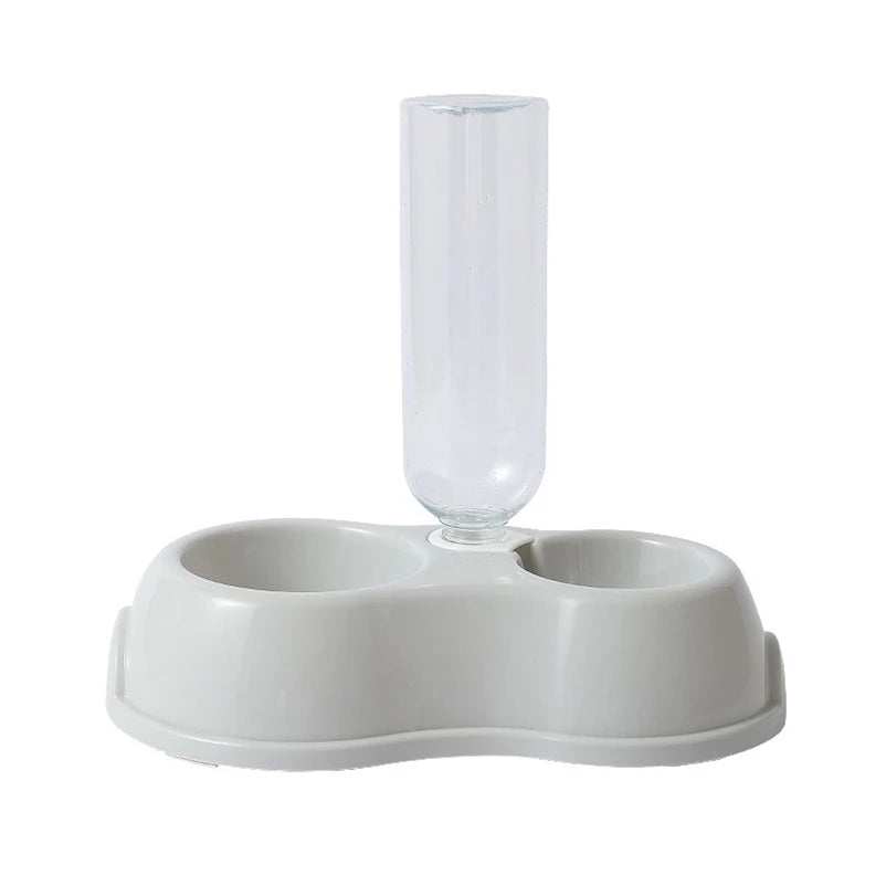 Pet Automatic Feeder Bowl with Water Dispenser Raised Double Dish for Dog Cat
