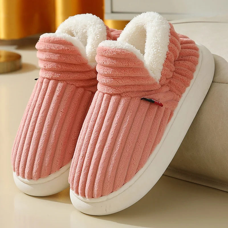 Cozy Plush Slippers Warm Fleece Lined Indoor House Shoes Soft Comfortable Winter Slippers for Men Women
