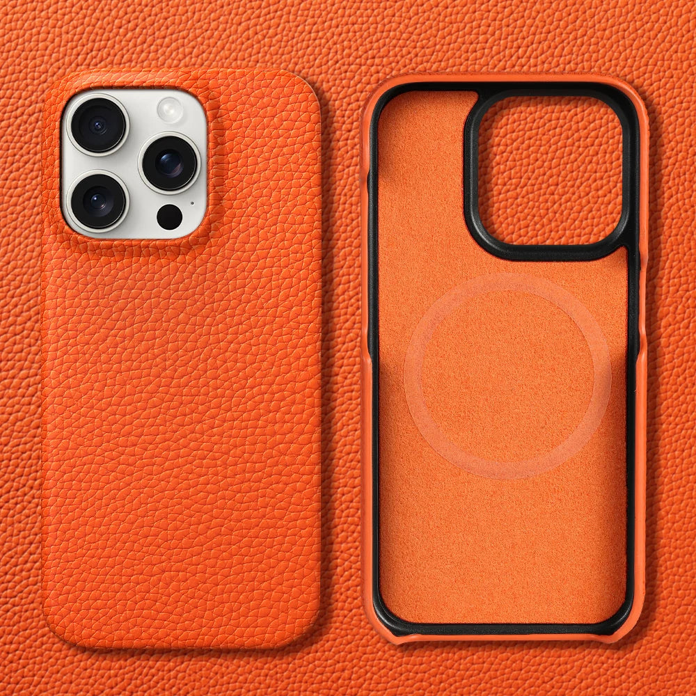 Natural Cowhide Leather MagSafe Magnetic iPhone Case