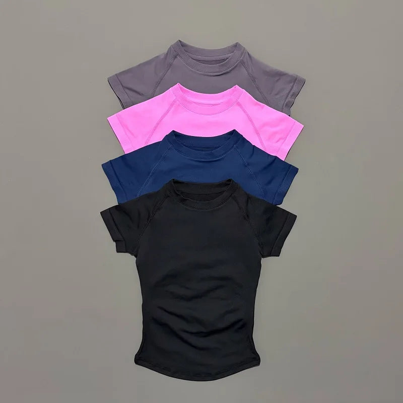 Women Seamless Gym T-Shirt Quick Dry Workout Top Fitness Yoga Sports Tee