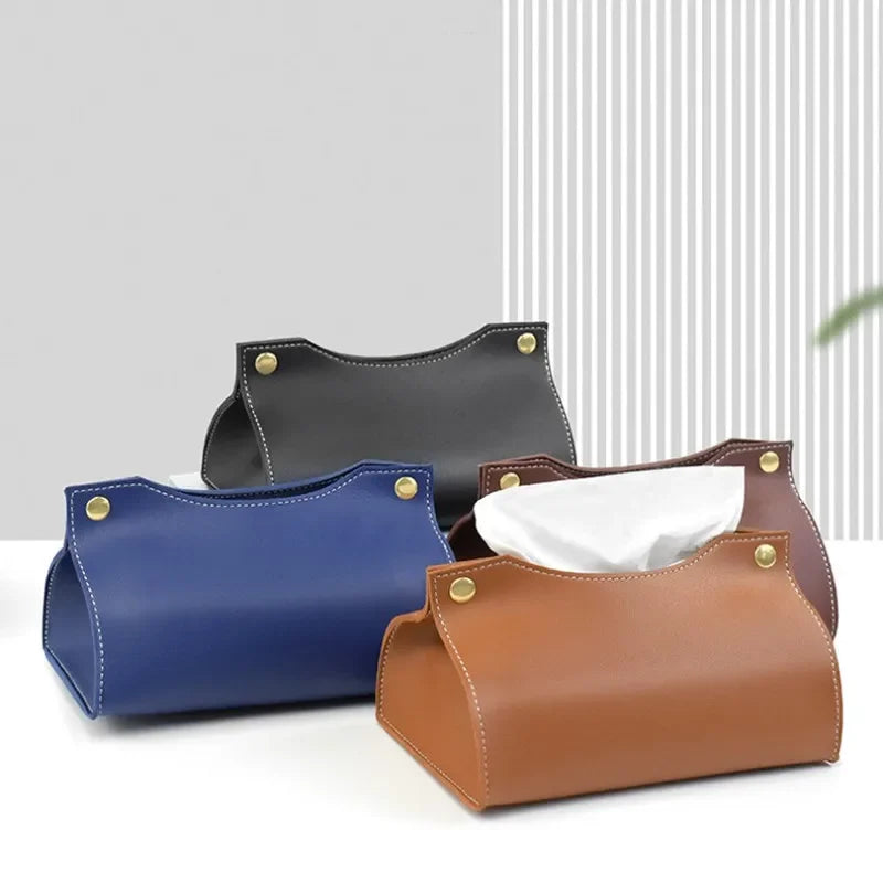 Leather Tissue Box Holder Napkin Organizer for Living Room Kitchen