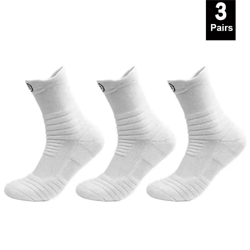 Men Compression Sports Socks High Elastic Breathable Basketball Cycling Running Tube Socks 1–3 Pairs