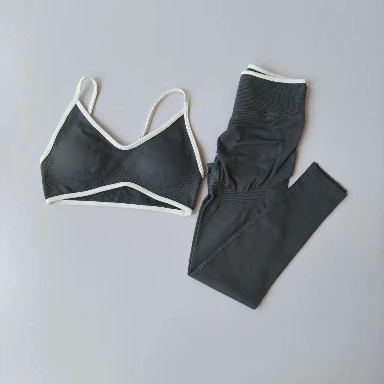2PCS Seamless Gym Set Women High Waist Leggings Push Up Sports Bra Workout Outfit