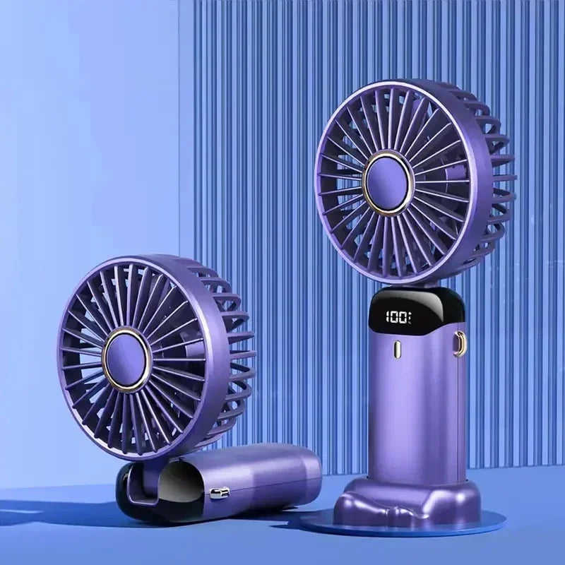Portable Handheld Fan – Rechargeable Mini Fan with LED Display and 5 Speed Settings