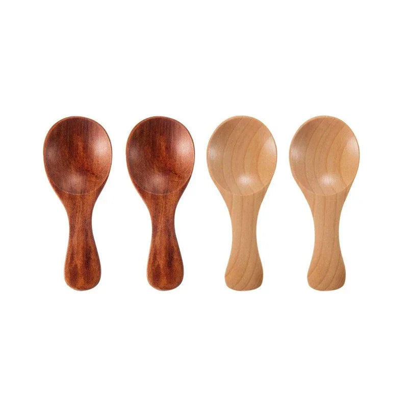 4pcs Mini Wooden Spoon Set Small Scoop for Spice Sugar Tea Coffee