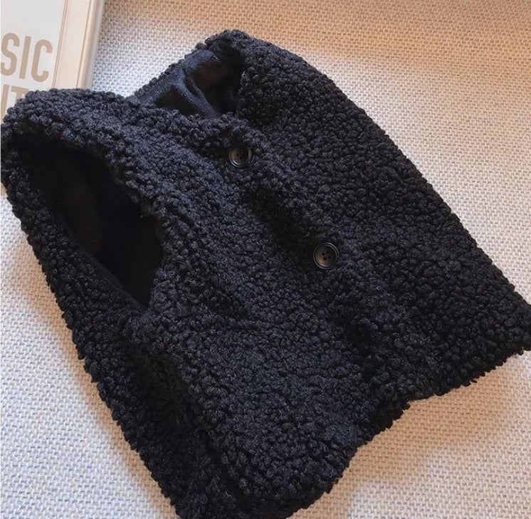 Baby Lamb Wool Plush Vest Warm V Neck Winter Coat for Kids