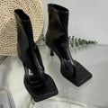 Women Square Toe Stiletto Heel Sandals Herringbone Clip Summer Bootie Style Shoes