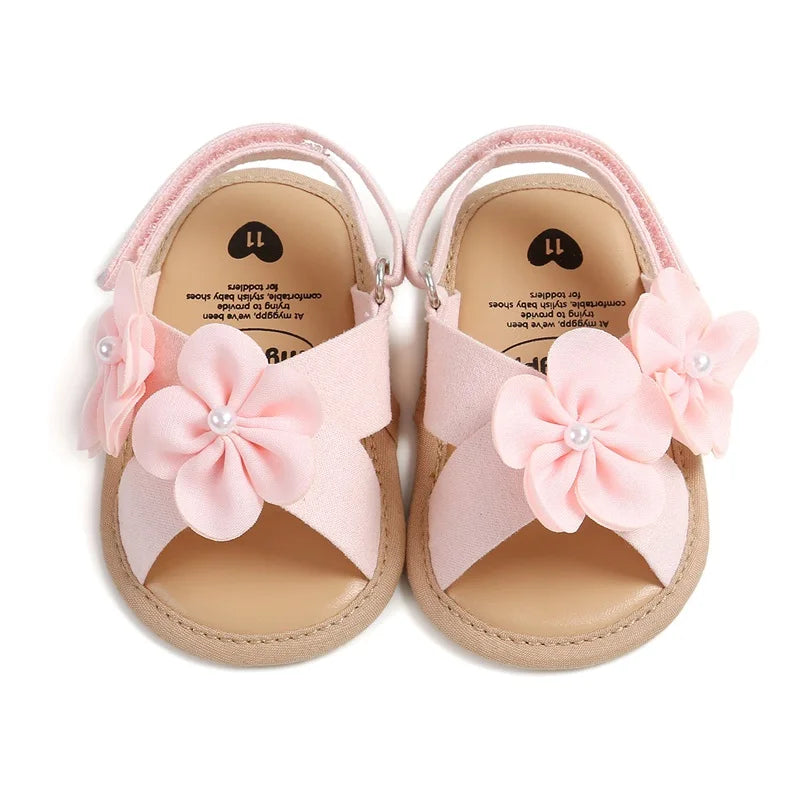 Baby Girls 3D Flower Non Slip Summer Sandals First Walker Shoes 0 to 18M
