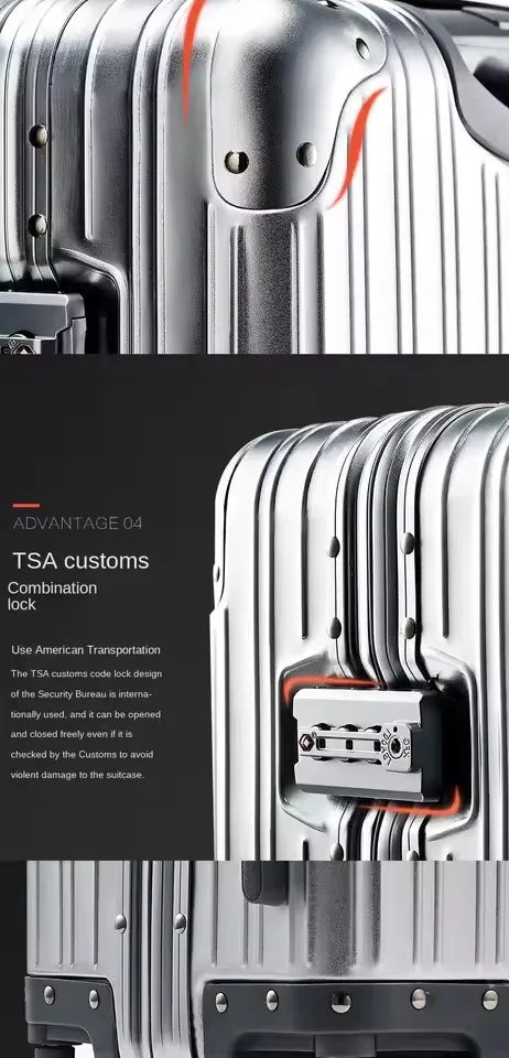 Aluminum Magnesium Alloy Spinner Luggage Travel Suitcase Set