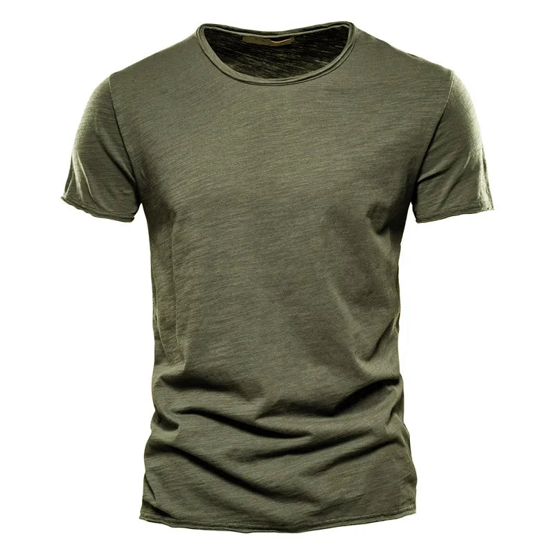 Men Cotton V-Neck Slim Fit T Shirt Short Sleeve Fashion Basic Tee